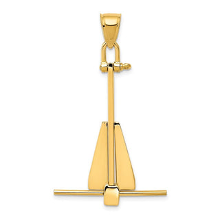 14k Yellow Gold 3D Moveable Anchor Pendant
