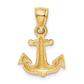 14k Yellow Gold Diamond-Cut Anchor Pendant