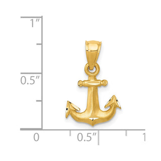 14k Yellow Gold Diamond-Cut Anchor Pendant