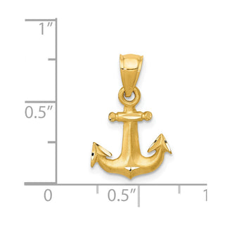 14k Yellow Gold Diamond-Cut Anchor Pendant