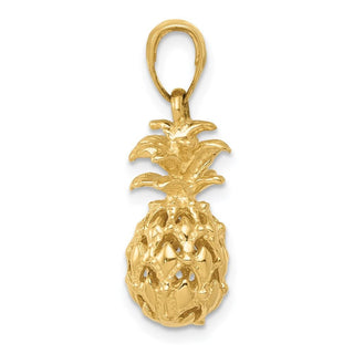 14k Yellow Gold 3D Cut-out Pineapple Pendant