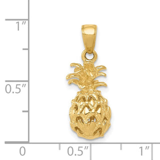 14k Yellow Gold 3D Cut-out Pineapple Pendant