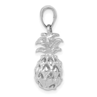 14k White Gold 3D Cut-out Pineapple Pendant