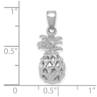 14k White Gold 3D Cut-out Pineapple Pendant