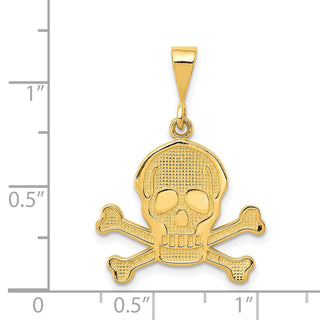 14k Yellow Gold Skull and Bones Pendant