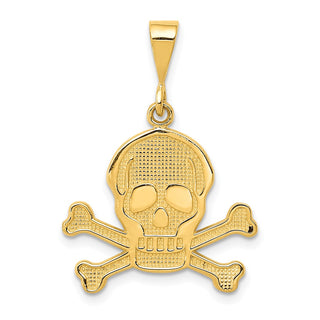 14k Yellow Gold Skull and Bones Pendant