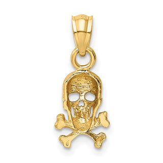 14k Yellow Gold Skull and Cross Bones Pendant
