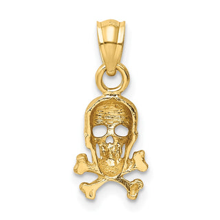 14k Yellow Gold Skull and Cross Bones Pendant