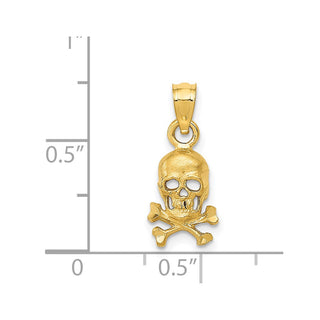 14k Yellow Gold Skull and Cross Bones Pendant