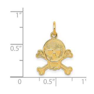 14k Yellow Gold Skull and Bones Charm
