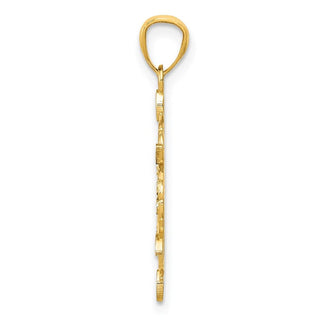 14k Yellow Gold And Rhodium Diamond-Cut Snowflake Pendant