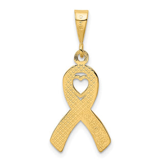 14k Yellow Gold Heart In Awareness Pendant