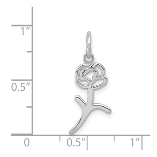 14k White Gold Rose Charm