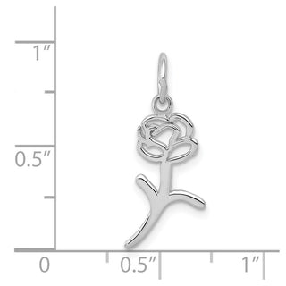 14k White Gold Rose Charm