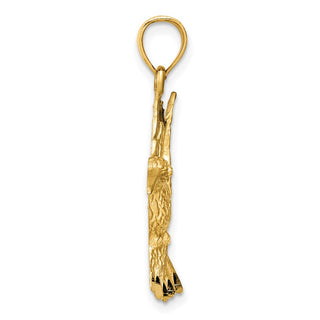 14k Yellow Gold Diamond-Cut Hummingbird Pendant