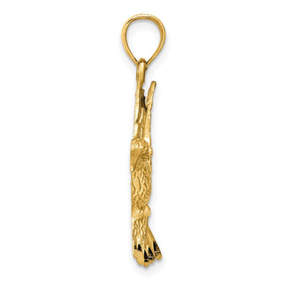 14k Yellow Gold Diamond-Cut Hummingbird Pendant