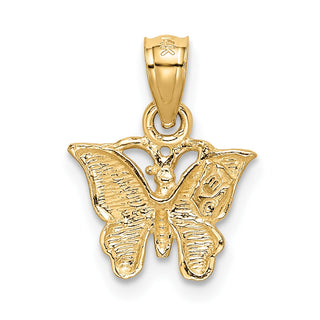 14k Yellow Gold Diamond-cut Butterfly Pendant K3233