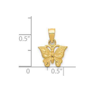 14k Yellow Gold Diamond-cut Butterfly Pendant K3233