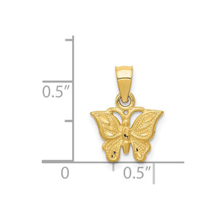 14k Yellow Gold Diamond-cut Butterfly Pendant K3233