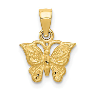 14k Yellow Gold Diamond-cut Butterfly Pendant K3233