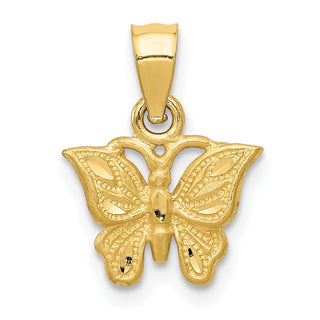 14k Yellow Gold Diamond-cut Butterfly Pendant K3233