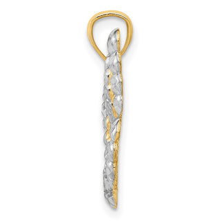 14k Yellow Gold and Rhodium Diamond-cut Butterfly Pendant K3236