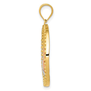 14k Yellow and Rose Gold with Rhodium Dragonfly Pendant