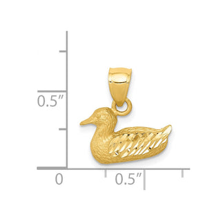 14k Yellow Gold Diamond-Cut Duck Pendant