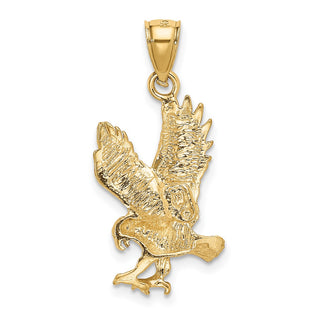 14k Yellow Gold Satin Diamond-cut Eagle Pendant K3273