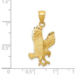 14k Yellow Gold Satin Diamond-cut Eagle Pendant K3273
