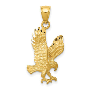14k Yellow Gold Satin Diamond-cut Eagle Pendant K3273