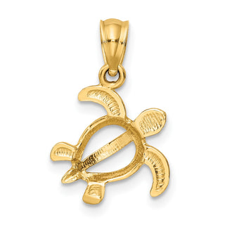 14k Yellow Gold Open Turtle Pendant K3306