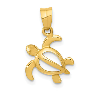 14k Yellow Gold Open Turtle Pendant K3306