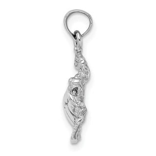 14k White Gold Textured Sea Turtle Pendant K3308W