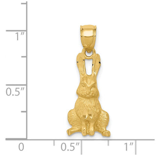 14k Yellow Gold Diamond-Cut Rabbit Pendant