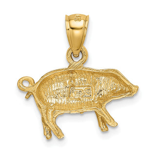 14k Yellow Gold Diamond-cut Pig Pendant K3319