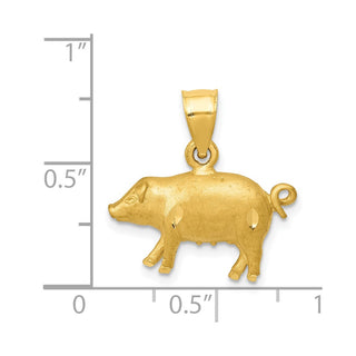 14k Yellow Gold Diamond-cut Pig Pendant K3319