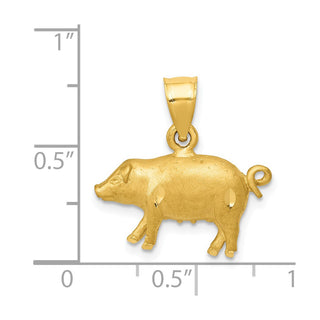 14k Yellow Gold Diamond-cut Pig Pendant K3319