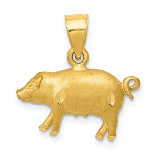 14k Yellow Gold Diamond-cut Pig Pendant K3319