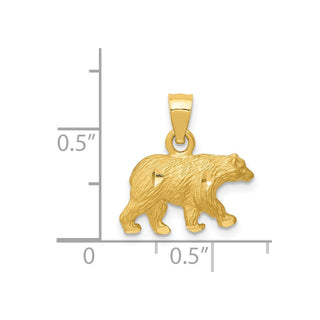 14k Yellow Gold Diamond-cut Bear Pendant K3320