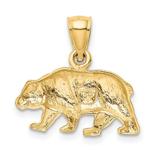 14k Yellow Gold Diamond-cut Bear Pendant K3321