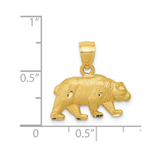 14k Yellow Gold Diamond-cut Bear Pendant K3321