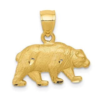 14k Yellow Gold Diamond-cut Bear Pendant K3321