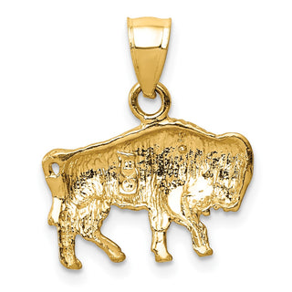 14k Yellow Gold Diamond-Cut Buffalo Pendant