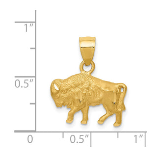 14k Yellow Gold Diamond-Cut Buffalo Pendant