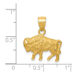14k Yellow Gold Diamond-Cut Buffalo Pendant