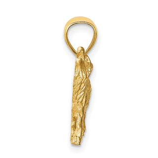14k Yellow Gold Diamond-Cut Wolf Pendant