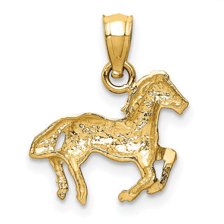 14k Yellow Gold Diamond-cut Horse Pendant K3337