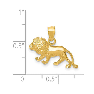 14k Yellow Gold Diamond-Cut Lion Pendant