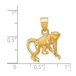 14k Yellow Gold Diamond-Cut Monkey Pendant